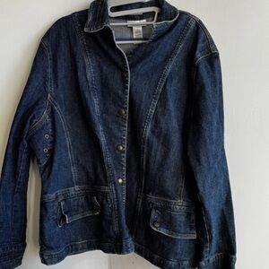 Dark Blue Denim Jacket - Classic Women's Coat